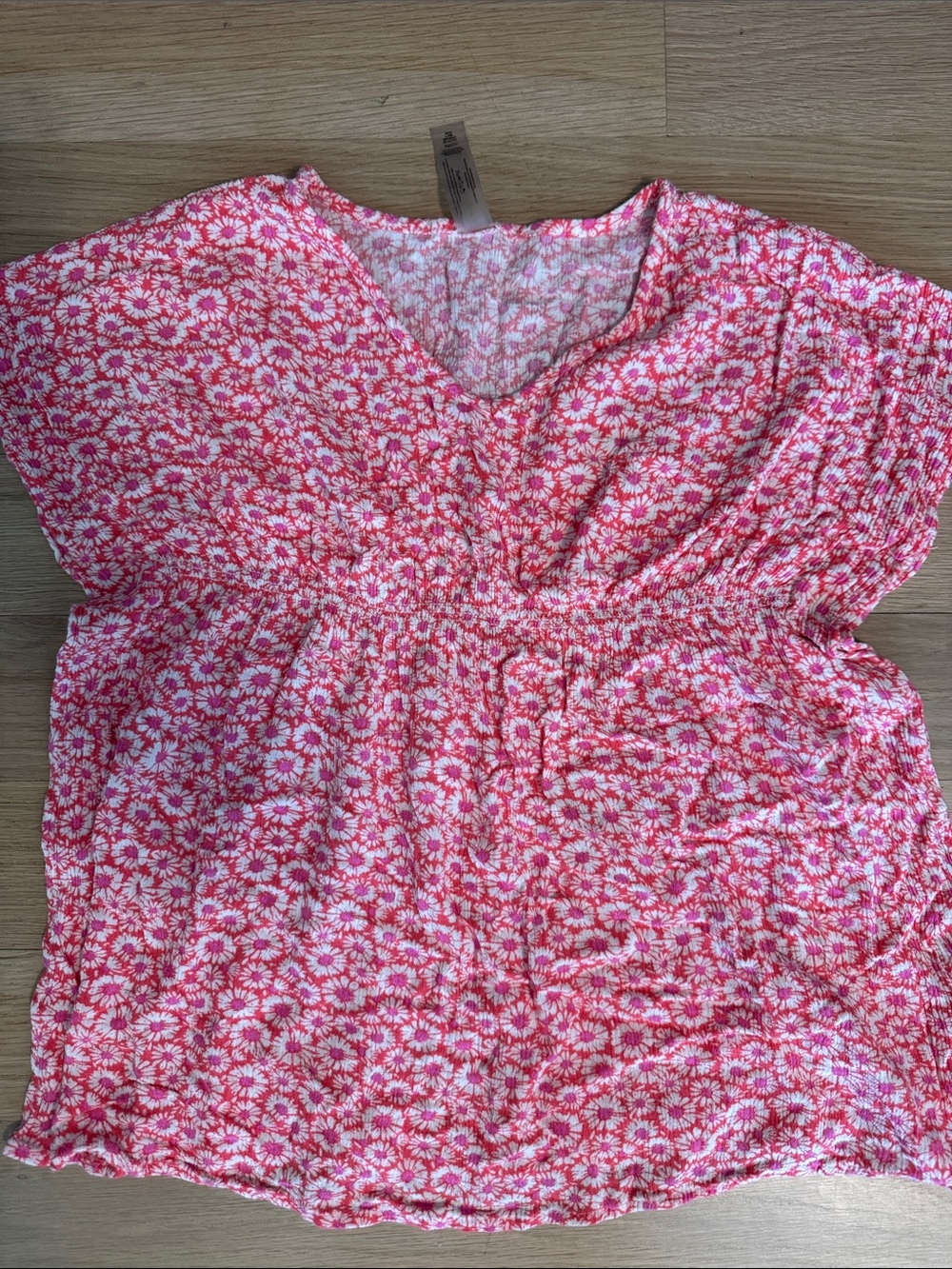 Pink Floral V-Neck Smocked Girls Swim / Beach 🏖️ Coverup